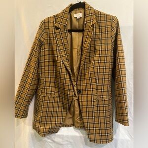 LOFT Checkered Brown Blazer